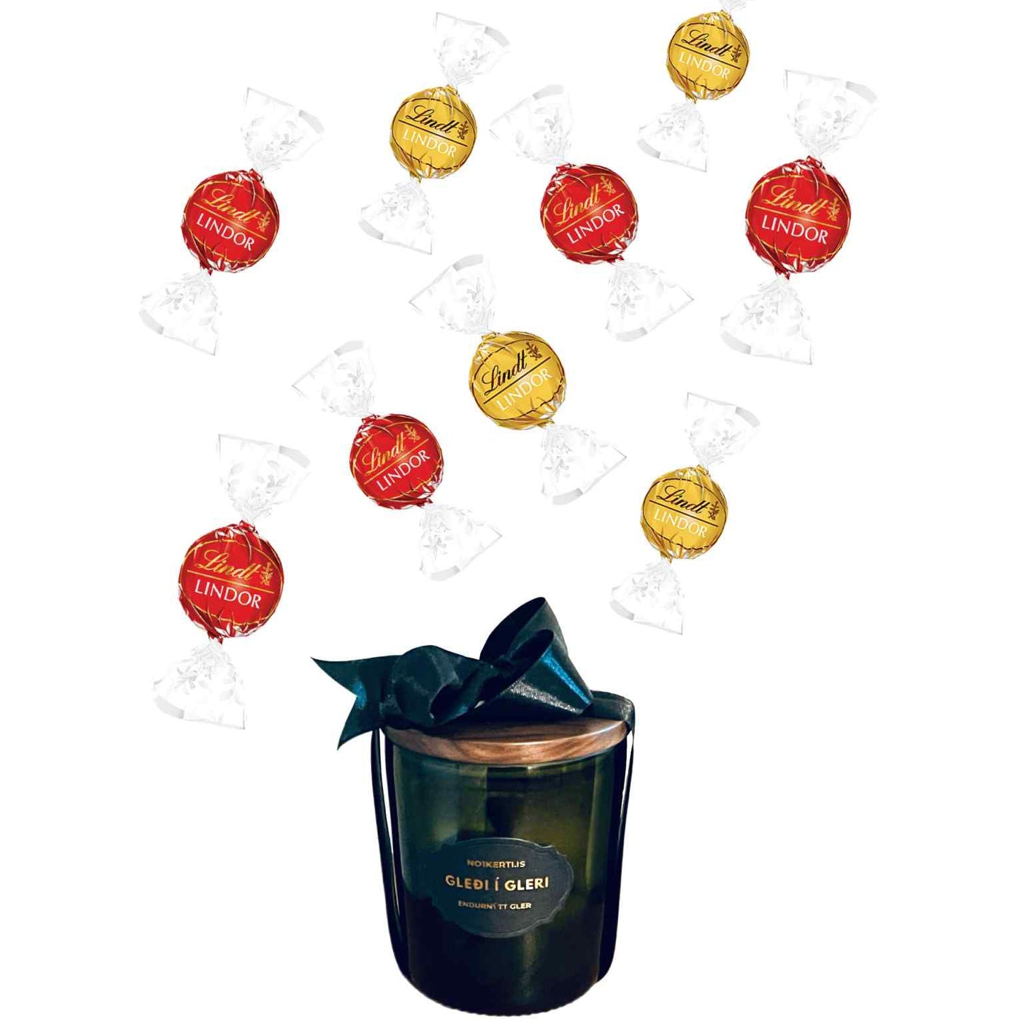 Gleði í gleri með rauðum borða