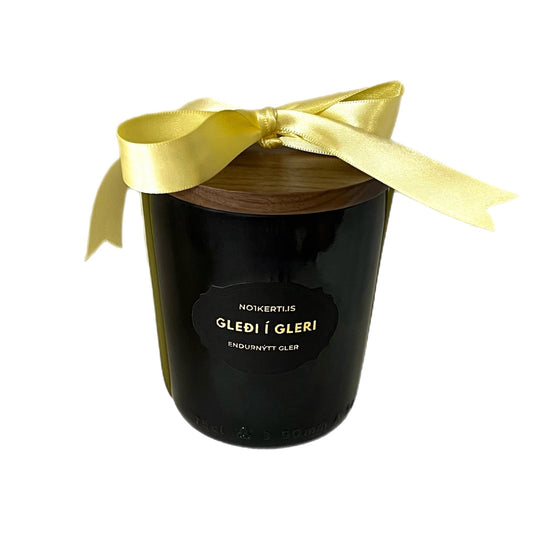 Gleði í gleri með gulum borða