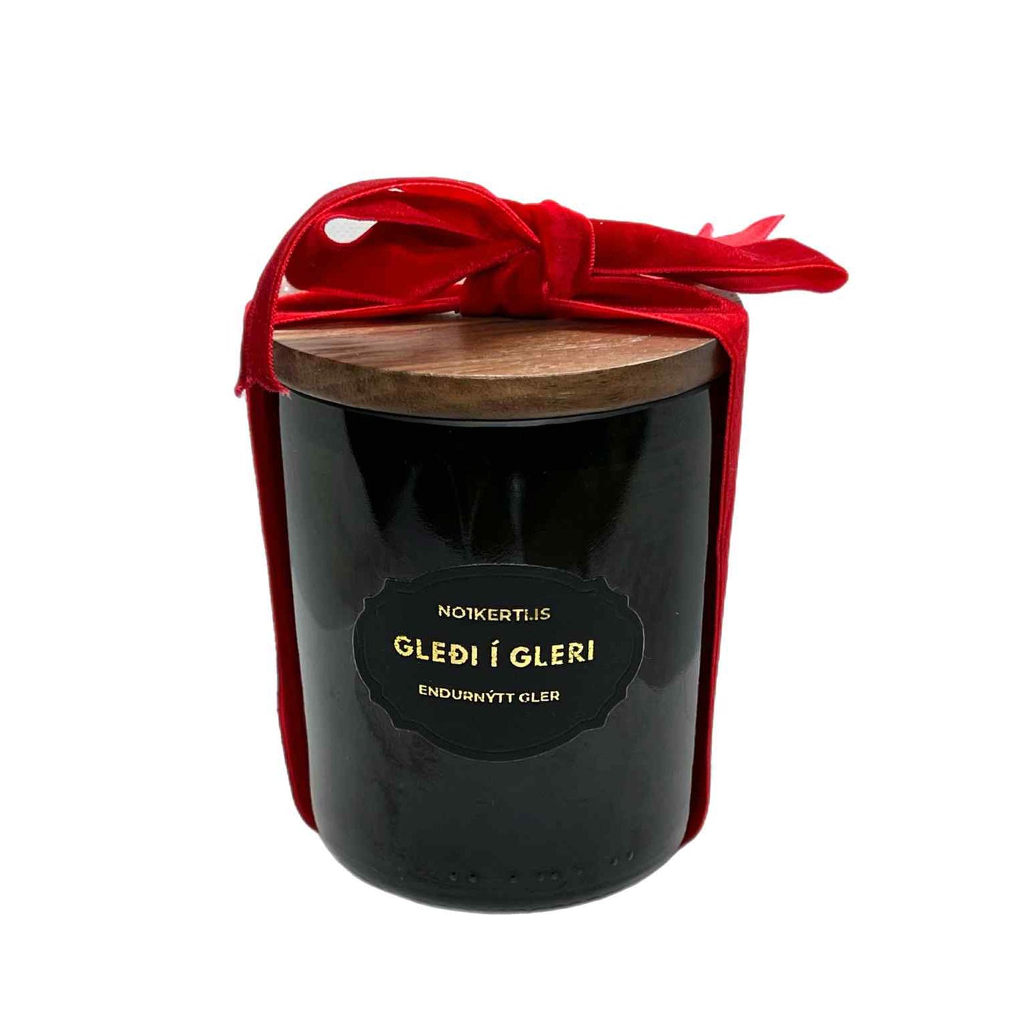 Gleði í gleri með rauðum borða