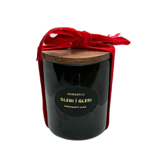 Gleði í gleri með rauðum borða